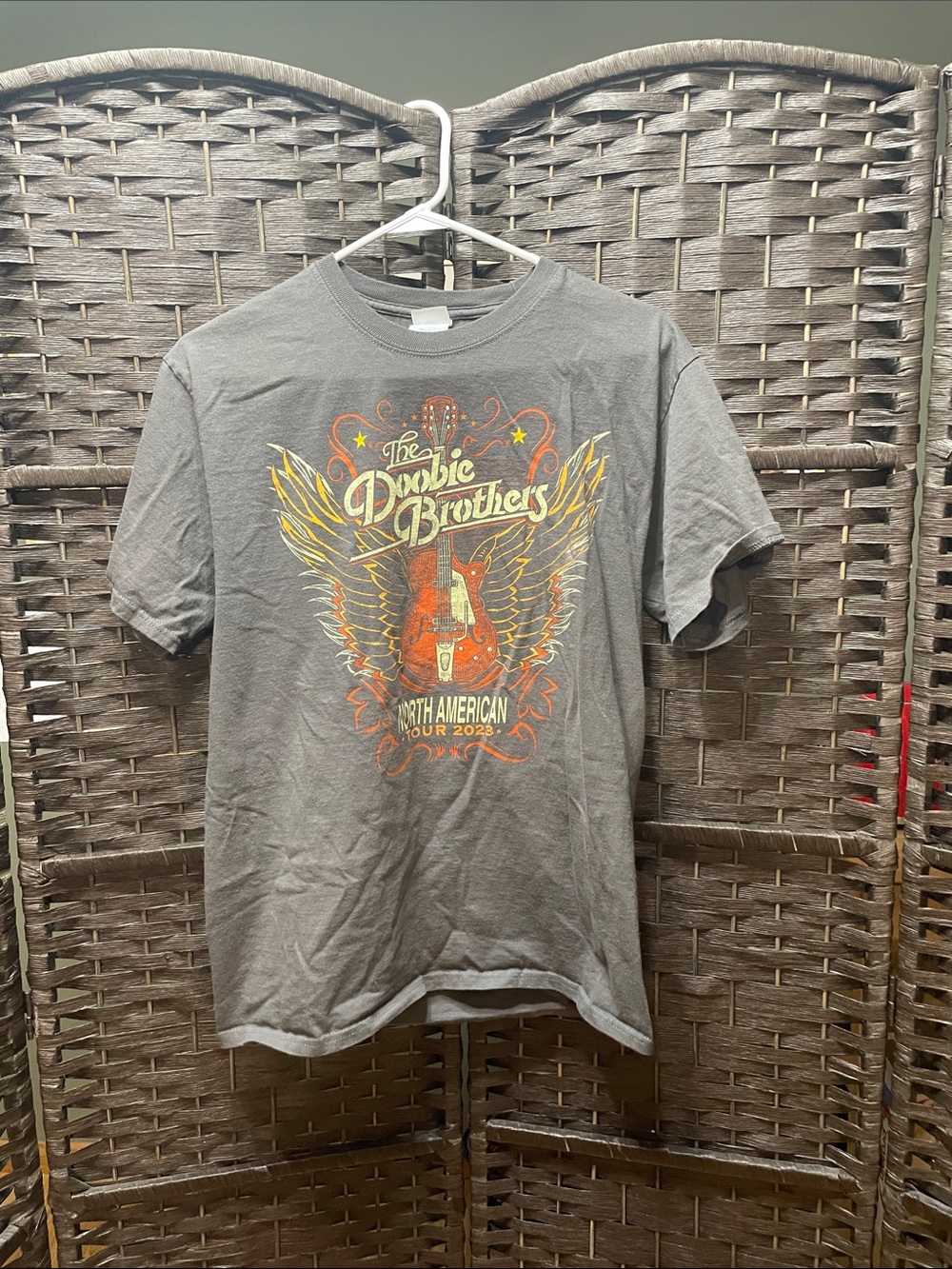 Port and Company Gray The Doobie Brothers Graphic Tee with Orange and Yellow Art